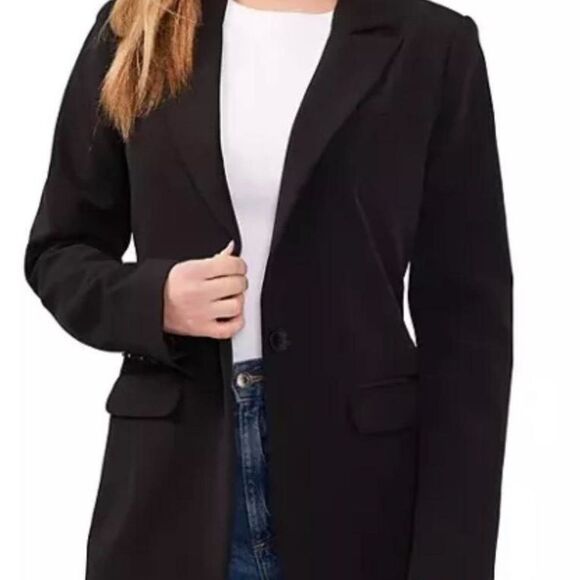 Vince Camuto Blazer Suit Jacket Women XL Black One Button Peak Lapel Pockets NWT - Picture 1 of 9